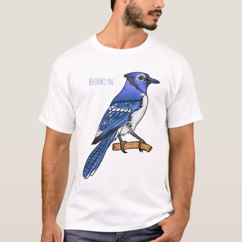 Blue jay bird cartoon illustration  T_Shirt