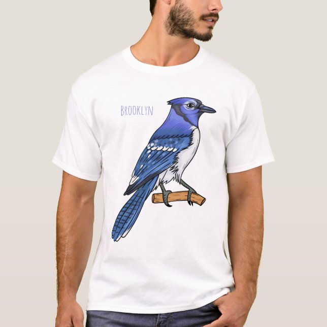 Blue jay bird cartoon illustration  T-Shirt (Front)