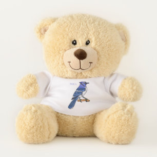 Blue jay bird cartoon illustration teddy bear