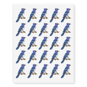 Blue jay bird cartoon illustration  temporary tattoos