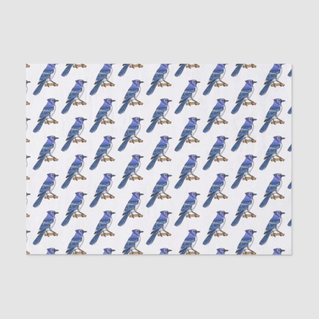 Blue jay bird cartoon illustration tissue paper (Front)