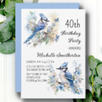 Blue Jay Bird Flowers Springtime 40th Birthday