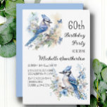 Blue Jay Bird Flowers Springtime 60th Birthday Invitation<br><div class="desc">60th birthday party invitation with paintings of beautiful Blue Jays sitting among blossoms in the branches of a tree. Contact me for assistance with your customizations or to request additional matching or coordinating Zazzle products for your celebration.</div>
