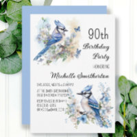Blue Jay Bird Flowers Springtime 90th Birthday