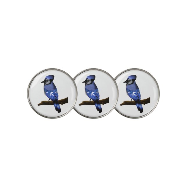 Blue Jay Bird  Golf Ball Marker (3 Up)