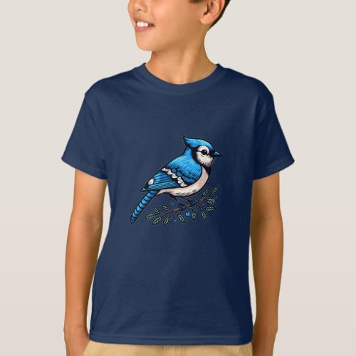 Blue Jay bird Kids Basic T_Shirt