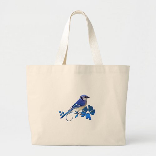 Blue Jay Bird Large Tote Bag