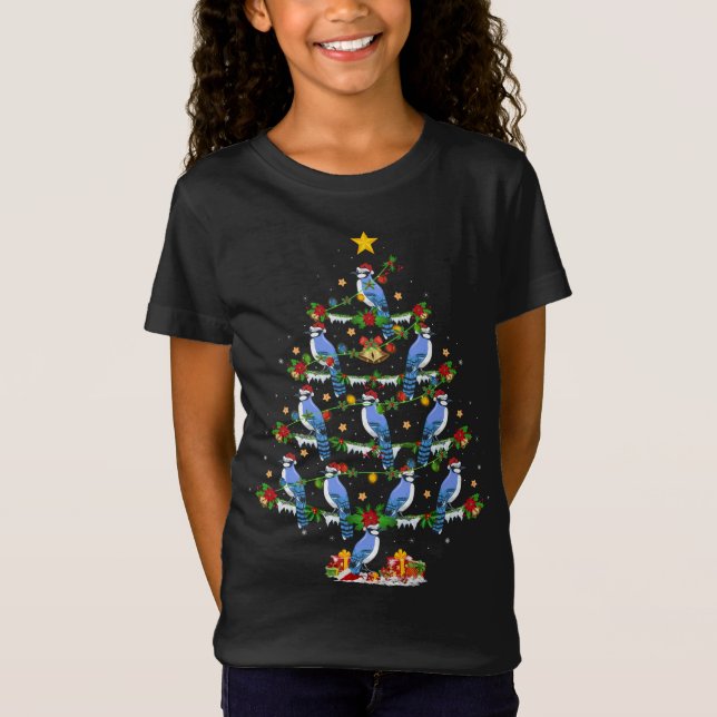 Blue Jay Bird Lover Xmas Lighting Blue Jay Christm T-Shirt (Front)