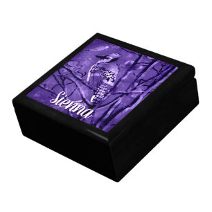 Blue Jay Bird Purple Abstract Art Personalized Gift Box
