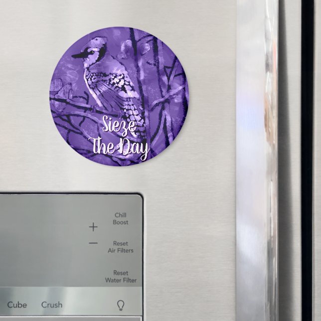Blue Jay Bird Purple Abstract Art Personalized Magnet (In Situ (Fridge))