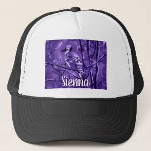 Blue Jay Bird Purple Abstract Art Personalized Trucker Hat
