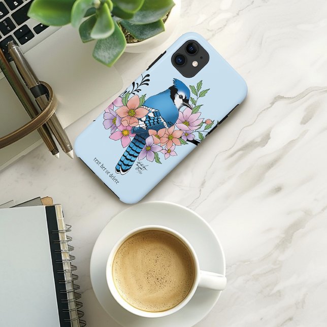 Blue Jay Bird Spring Flowers Nature Illustration Case-Mate iPhone Case (Creator Uploaded)