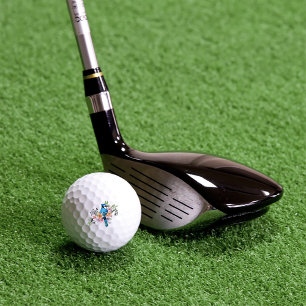 Blue Jay Bird Spring Flowers Nature Illustration Golf Balls