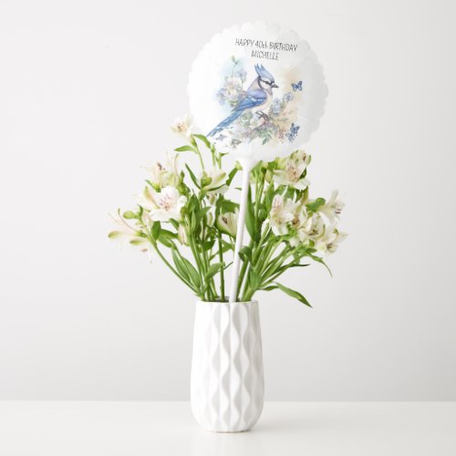 Blue Jay Bird Springtime Happy 40th Birthday Balloon
