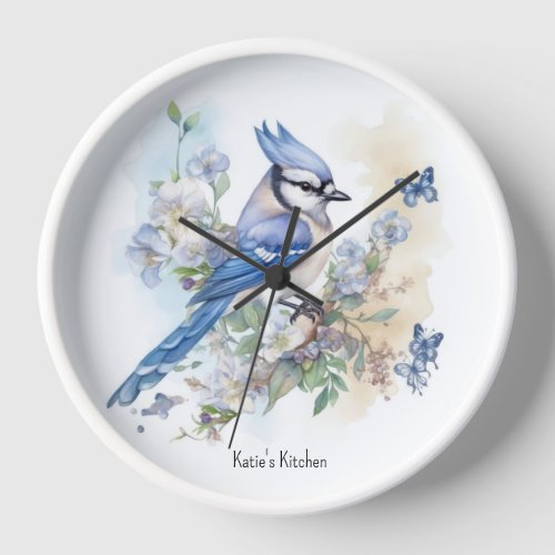 Blue Jay Bird Springtime Nature Wildlife Clock