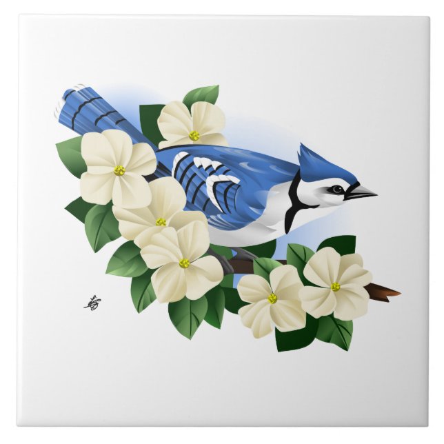 Blue Jay Bird Tile (Front)