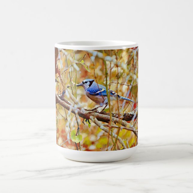 Blue Jay Bird Tree Nature Art Mug Cup (Center)