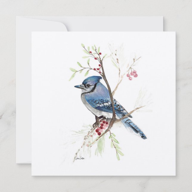 Blue Jay Bird Watercolor (Front)
