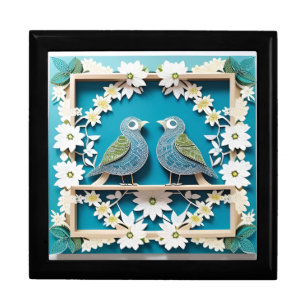 Blue Jay Birds Paper Art Gift Box