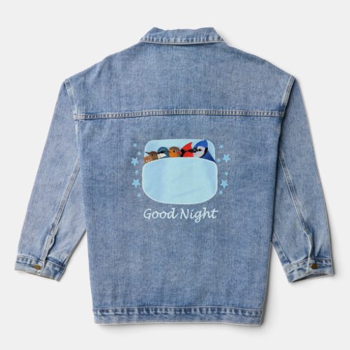 Blue Jay Cardinal Wren Teddy Bear Good Night Pyjam Denim Jacket
