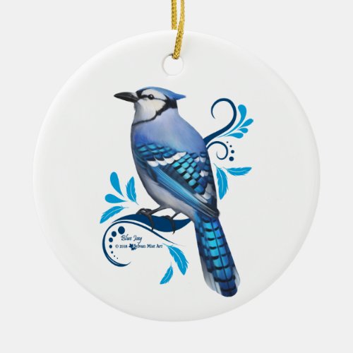 Blue Jay Ceramic Ornament