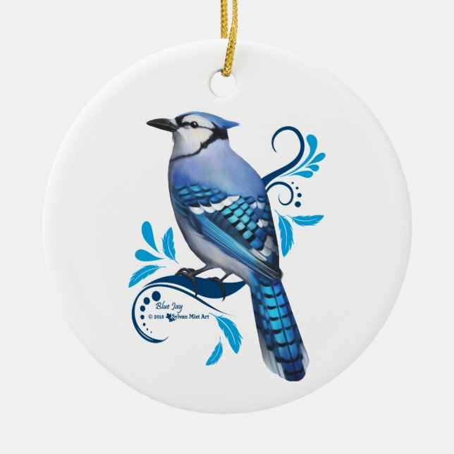 Blue Jay Ceramic Ornament (Front)