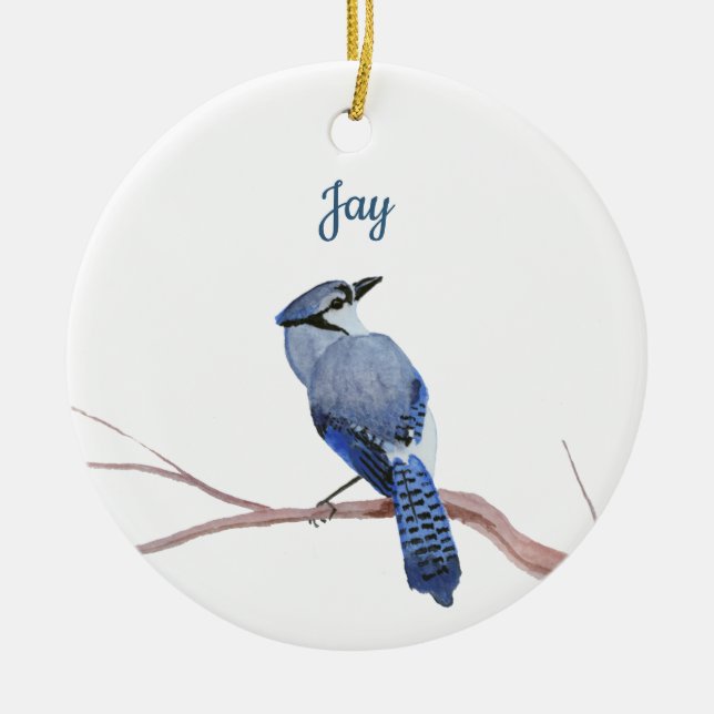 Blue Jay Ceramic Ornament (Front)