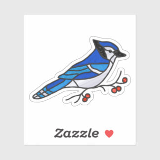 Blue Jay Digital Stained Glass Suncatcher Design Sticker