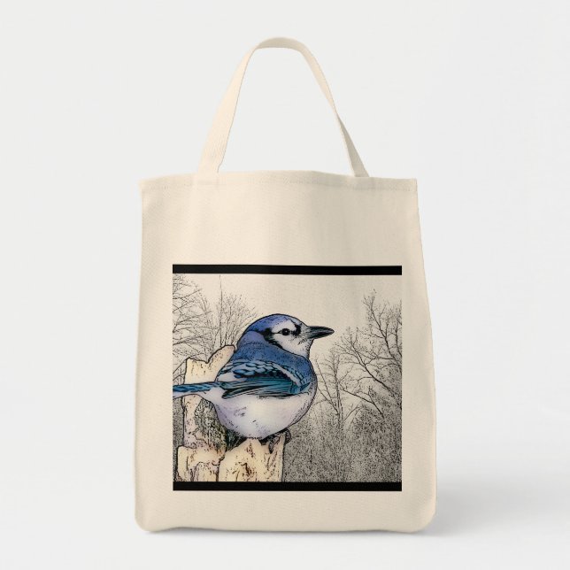 Blue Jay Drawing Tote (Front)