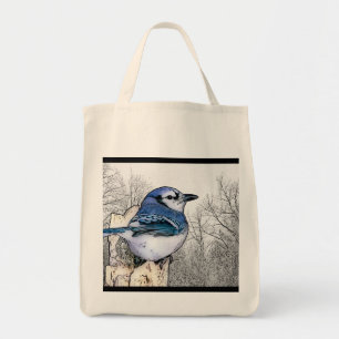 Blue Jay Drawing Tote Bag