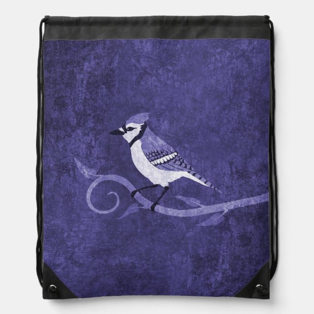 Blue Jay Drawstring Backpack (Front)