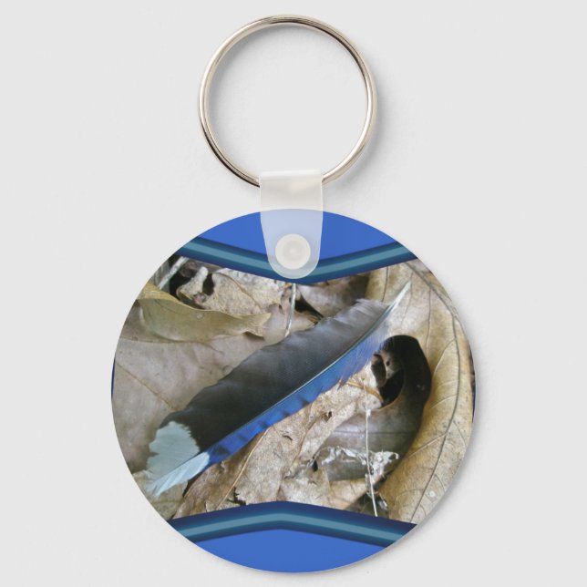Blue Jay Feather Coordinating Items Keychain (Front)