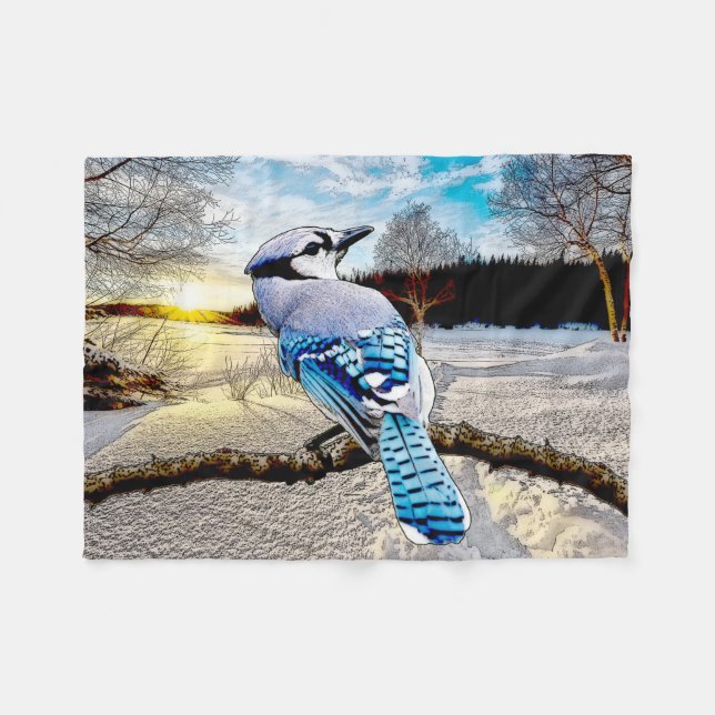 Blue Jay Fleece Blanket (Front (Horizontal))
