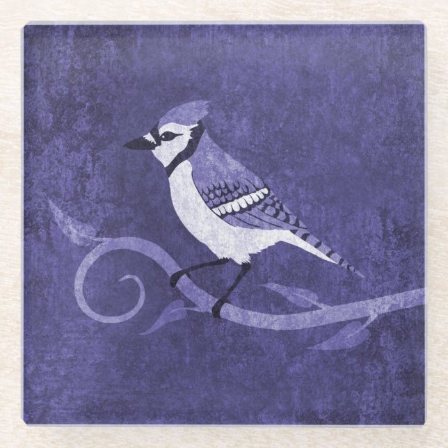 Blue Jay Glass Coaster (Front)