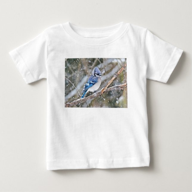 Blue Jay in a Snowstorm Baby T-Shirt (Front)