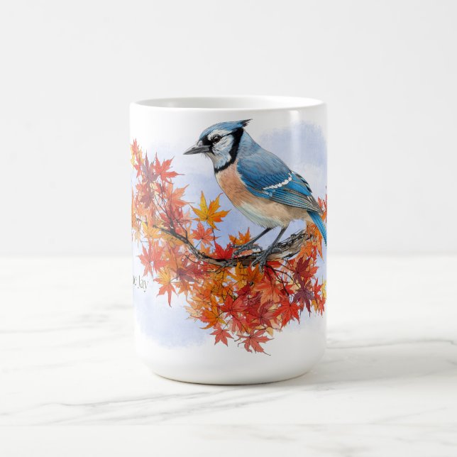 Blue Jay in Fall Colors Coffee Mug (Center)