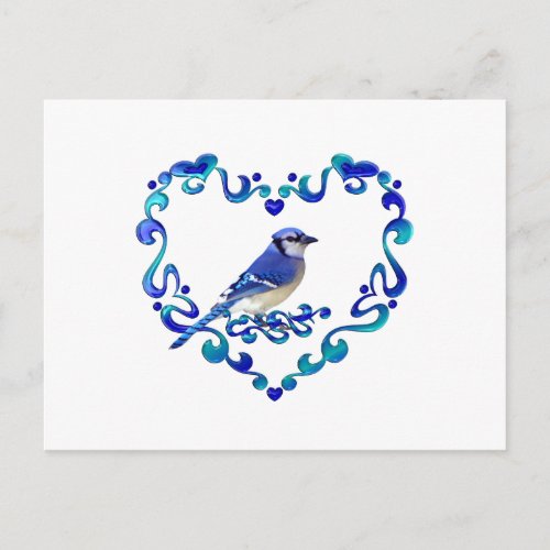 Blue Jay in Fancy Heart Postcard