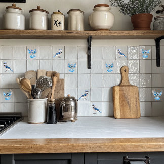 Blue Jay in flight  Ceramic Tile