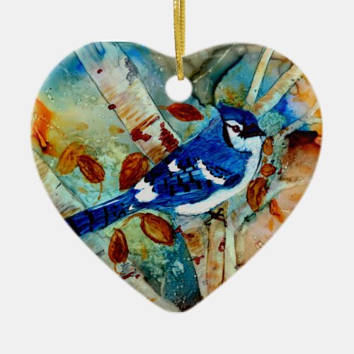 Blue Jay in the Tree Ceramic Ornament