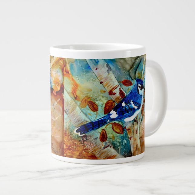 Blue Jay in the Tree Giant Coffee Mug (Front Right)