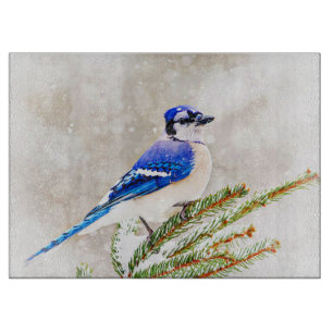 Blue Jay in Winter Cutting Board