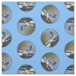 Blue Jay in Winter Snow Painting Original Bird Art Fabric