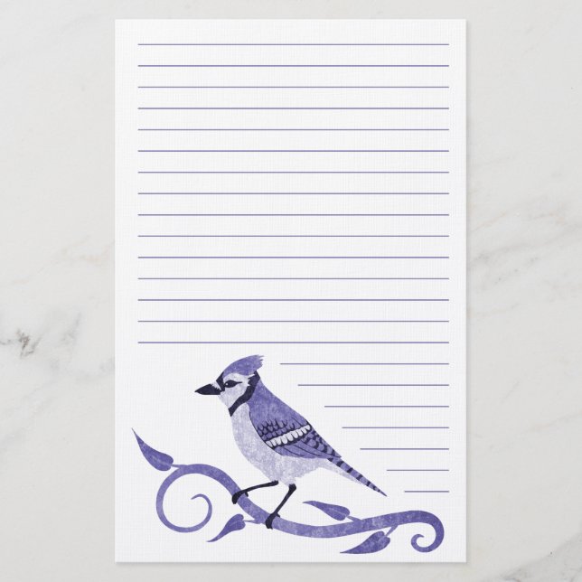 Blue Jay Lined Stationery (Front)