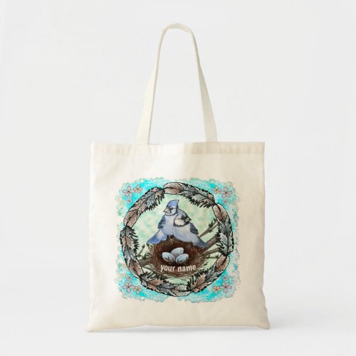 Blue Jay Nest custom name Tote Bag