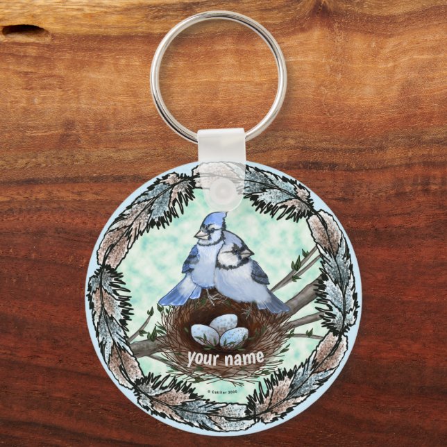 Blue Jay Nest  Keychain (Front)