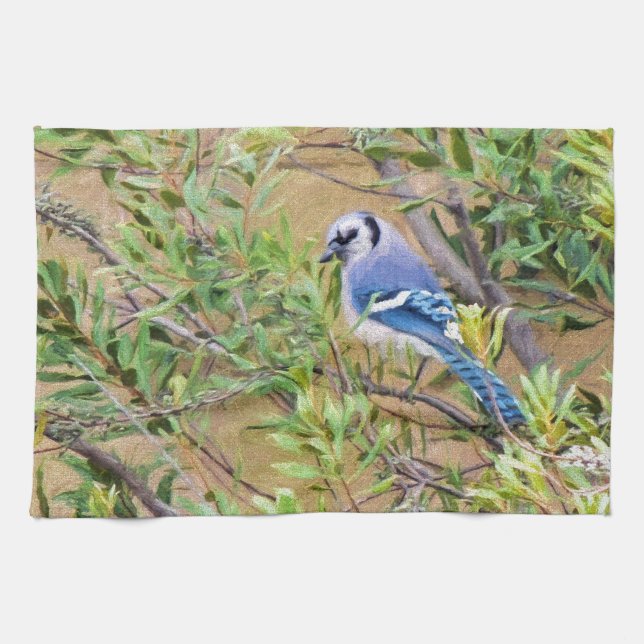 Blue Jay on Southern Wax Myrtle Towel (Horizontal)