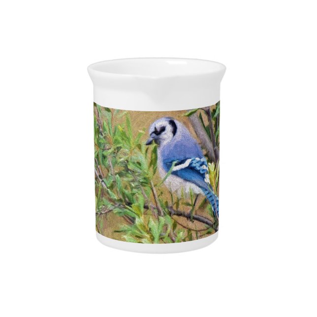 Blue Jay on Wax Myrtle Drink Pitcher (Front)