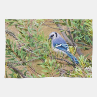 Blue Jay on Wax Myrtle Kitchen Towel