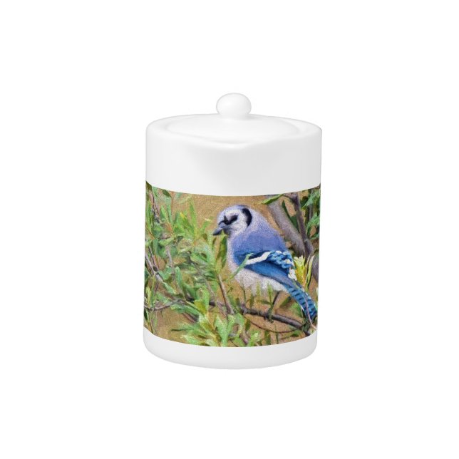 Blue Jay on Wax Myrtle Teapot (Front)