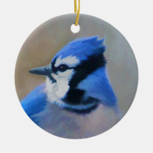 Blue Jay Painting _ Original Bird Art Ceramic Ornament